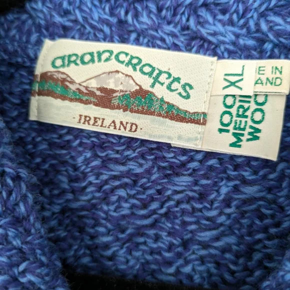 Aran Crafts Blue Women's Cardigan Sweater - Picture 2 of 6